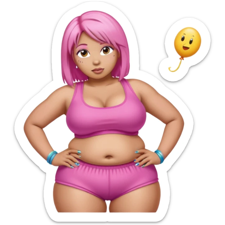  fat tan hucow pink hair nicki minaj with inflated belly sticker