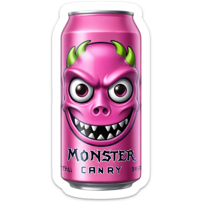 Pink monster energy drink with the logo of original monster company energy drink do not add the face in it just normal monster can  sticker