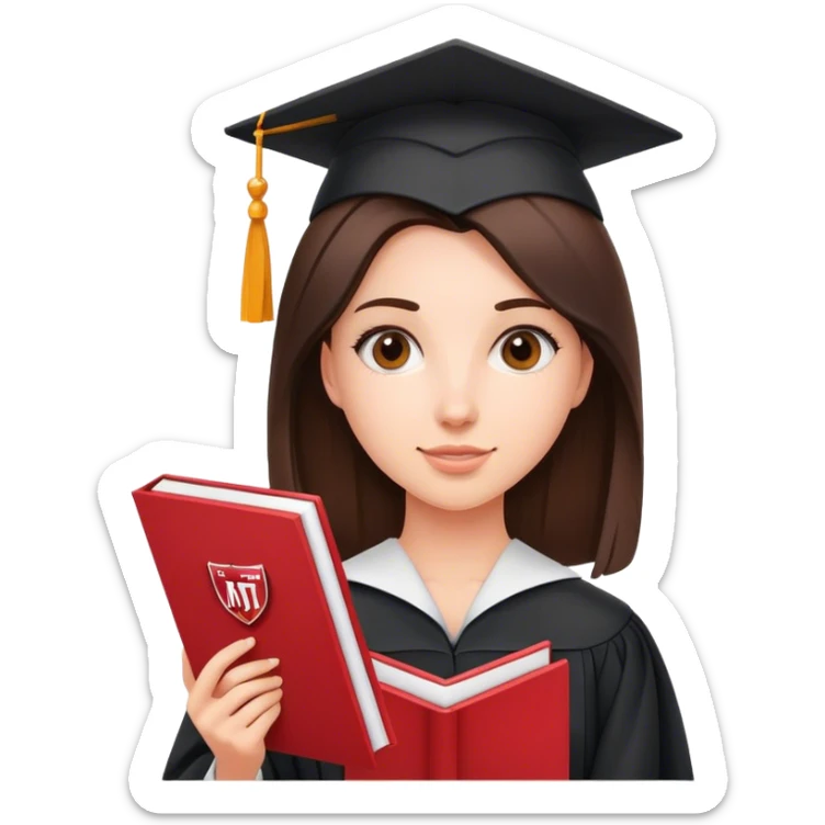 A brunette girl wearing a Bachelor of Science degree and holding an MIT acceptance letter. sticker