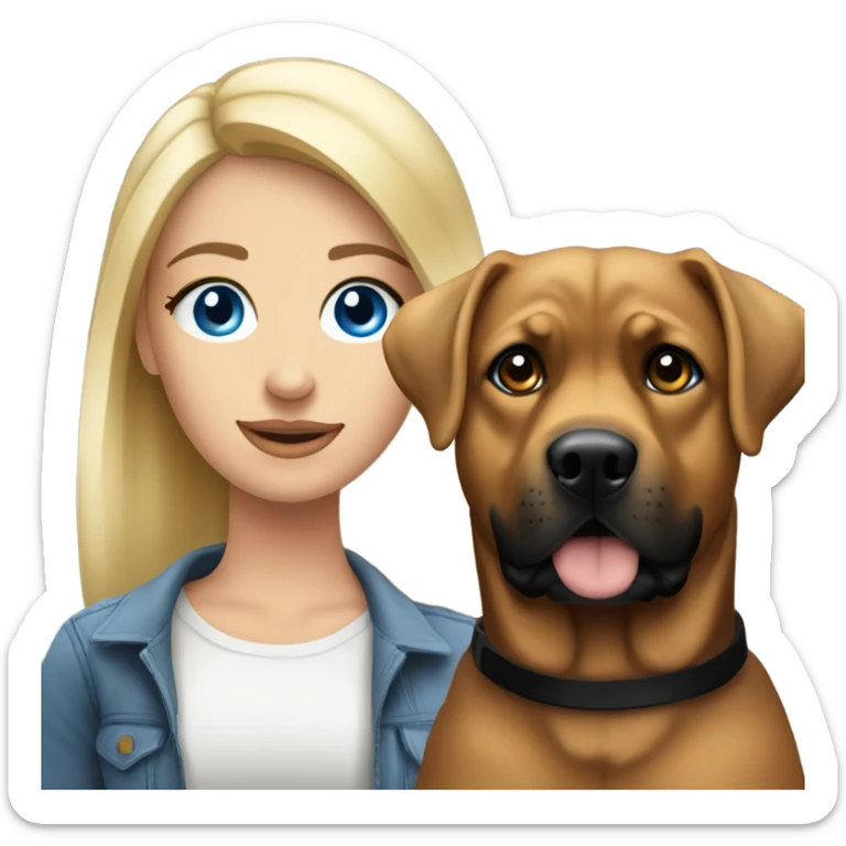 Blue eyed Pretty blonde woman with Rottweiler  sticker