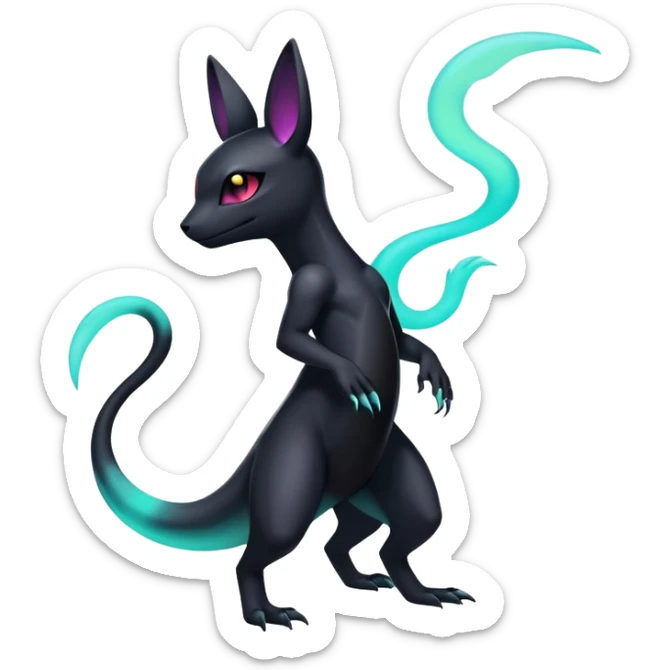 Dark Edgy Pastel Colorful Glowing Nano Neon Shiny Salandit-Umbreon-Fakémon-hybrid-creature (full body)  sticker