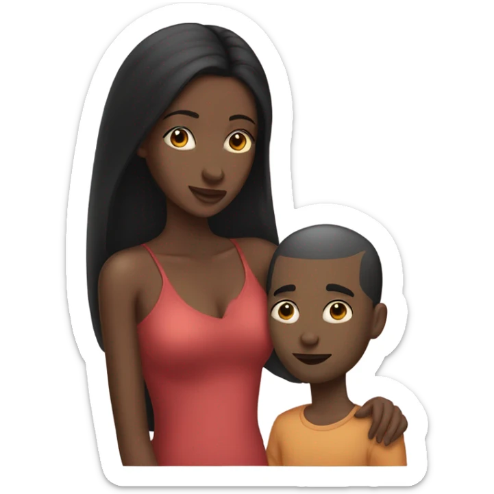 black hair girl and boyfriend with no hair kissing sticker