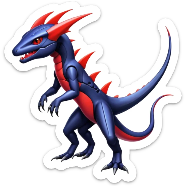 Shiny Exotic Colorful epic Salandit-Genesect-Koraidon-Fakémon-hybrid-creature (full body)  sticker