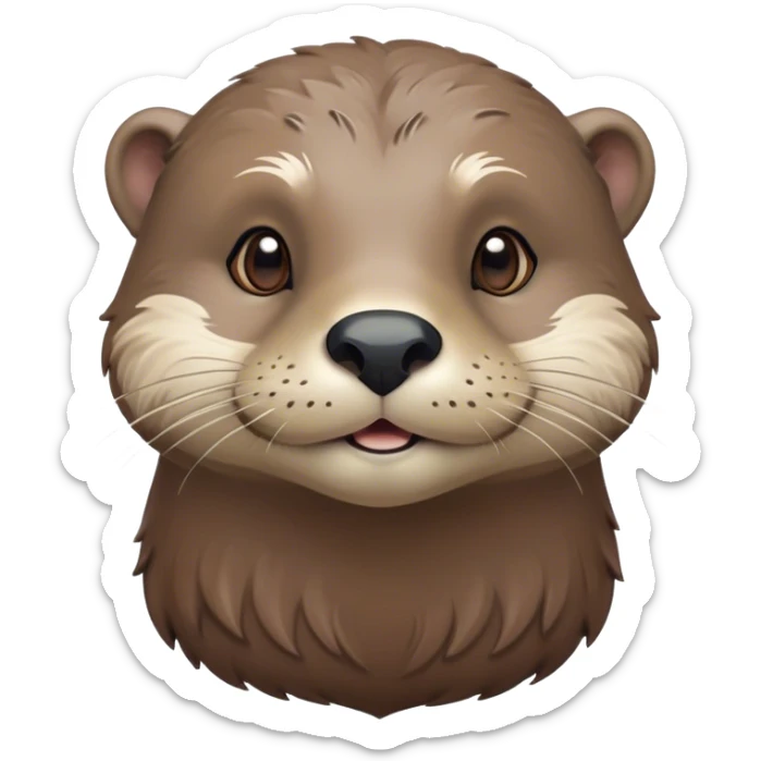 Cinematic Noble Otter Portrait Emoji, Poised and regal, with a sleek, streamlined build and a luxuriously smooth, well-groomed Fur of rich brown, deep-set soulful dark eyes, Simplified yet sharp and sophisticated features, highly detailed, glowing with a soft, dignified glow, high shine, intelligent and playful, stylized with an air of aquatic charm, focused and attentive, soft glowing outline, capturing the essence of a watchful and confident water-dweller, so majestic it feels as though it could glide out of the screen with effortless authority! sticker