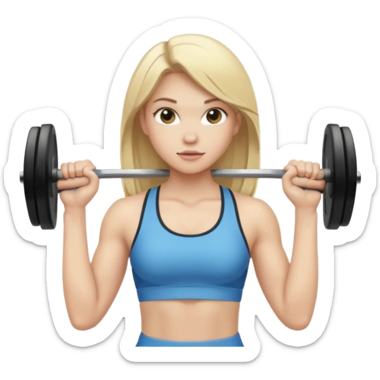 pale gym girl with blonde straight hair lifting weights sticker