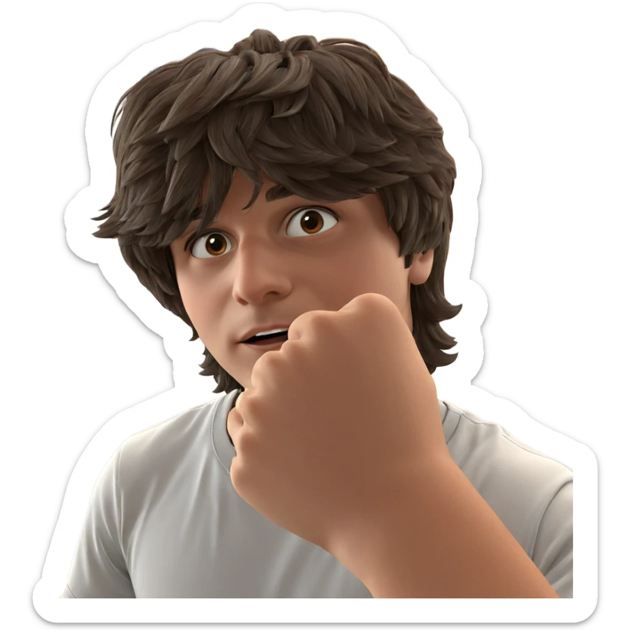 boy against brick wall sticker