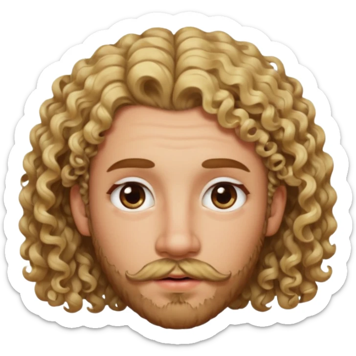 sarı saçlı kıvırcık kahverengi gözlü güzel dudaklı kızla kıvıcık kısa saçlı kahverengi çenesinde sakal ve bıyık olan kısık gözlü erkek aşk emojisiyap sticker