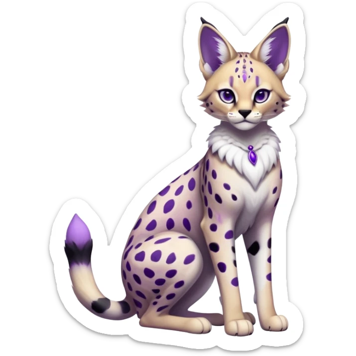 Epic Edgy Black White Purple ethereal Serval-Fionbri full body sticker