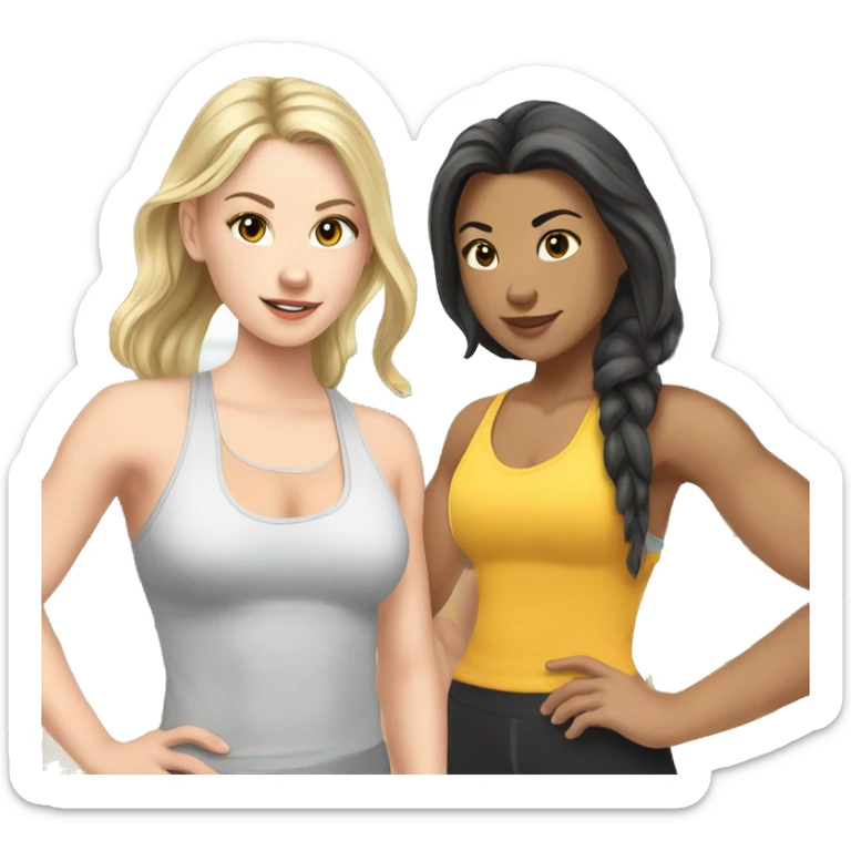 White girl and Asian girl at the gym  sticker