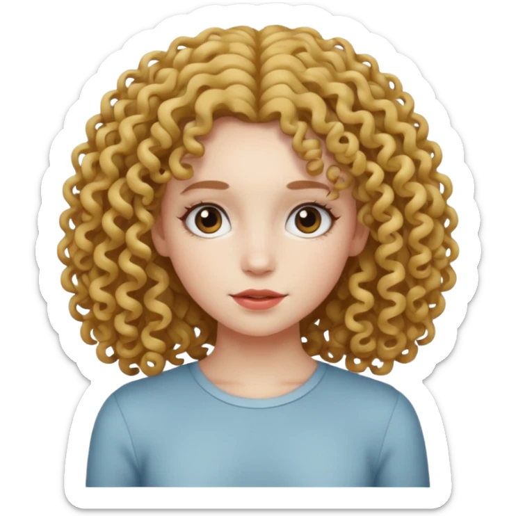Girl with curly hair white skinny pale skin sticker