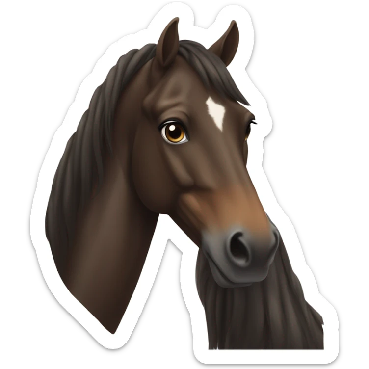 Dark bay horse no white, and girl with light brown hair sticker