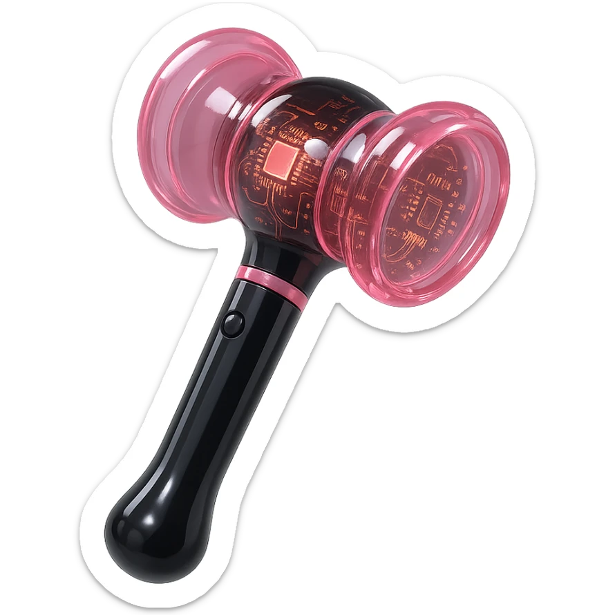BLACKPINK-inspired gothic lightstick, no hearts, shiny and futuristic, black and pink sticker