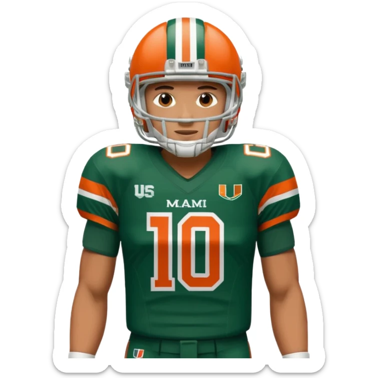 football player for the university of miami wearing number 10 sticker