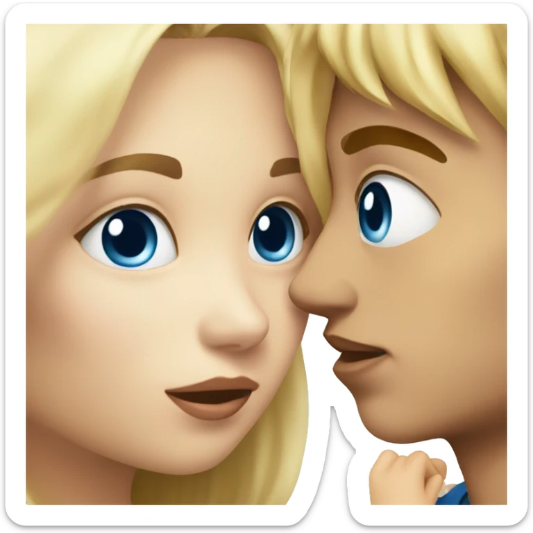 Blonde girl kiss blonde boy, all have blue eyes  sticker