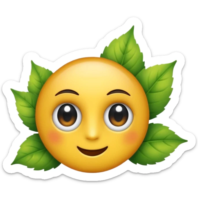 emoji, feuille d'érable couleur vermeille, deux yeux ronds noirs brillants sticker