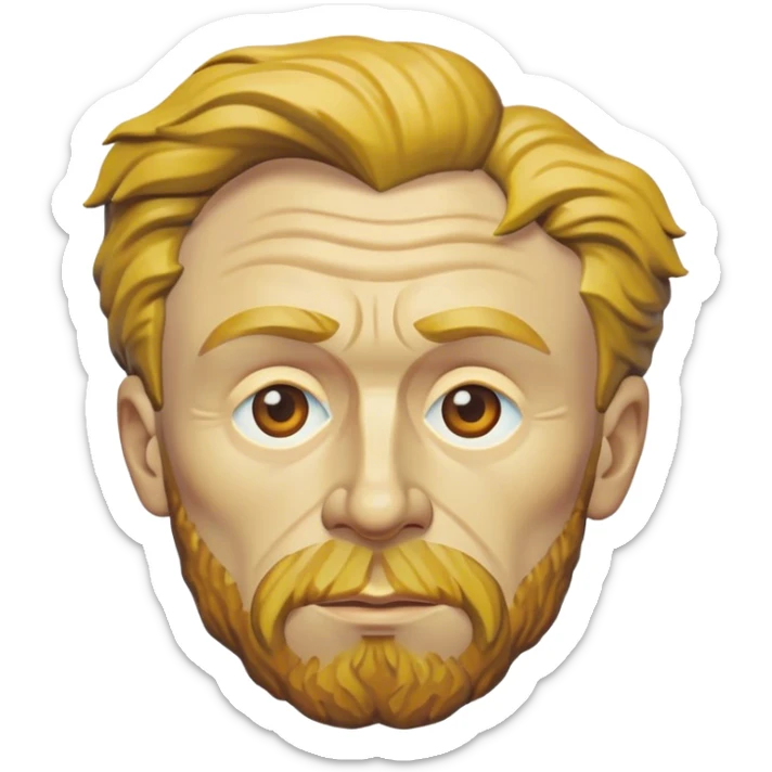 Cinematic Realistic Vincent van Gogh Portrait Emoji, depicted as the iconic artist with expressive brushstrokes and soulful eyes, rendered with rich textured detail and dynamic emotive lighting that captures his creative genius. sticker