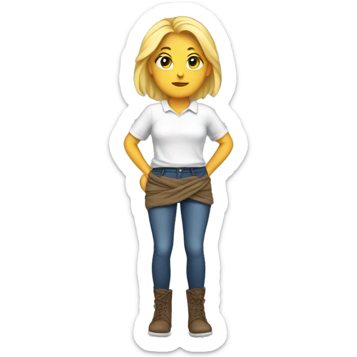 Blonde girl shirt tied around waist sticker