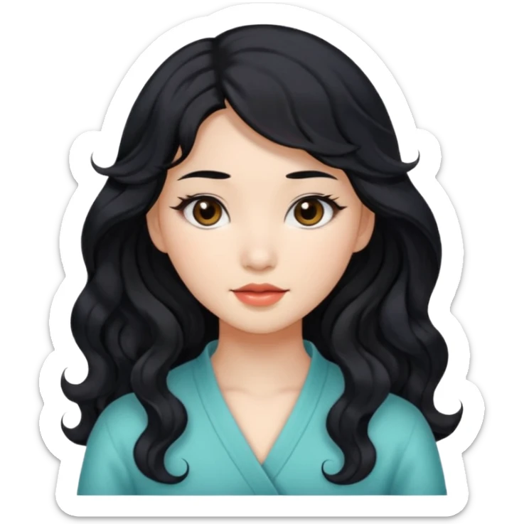 Beautiful girl,Black hair,wavy hair，long hair,Black eyes,Chinese sticker