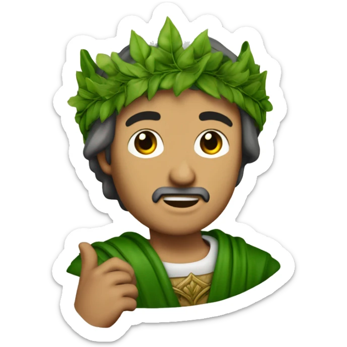 Dante Alighieri with a green laurel wreath on his head and holding a scroll in his hand sticker