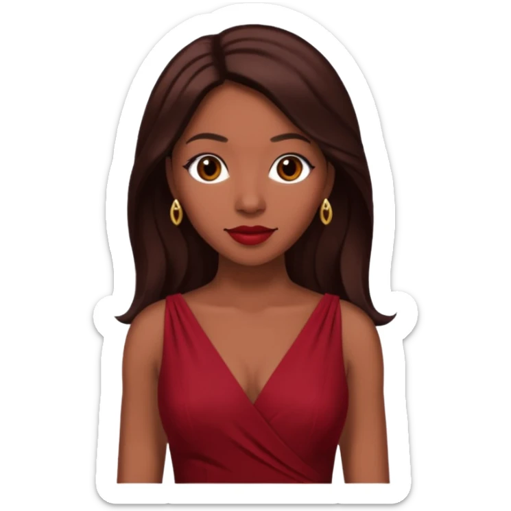 Farrah Franklin from Destiny's Child with long dark brown hair, dark red outfit sticker