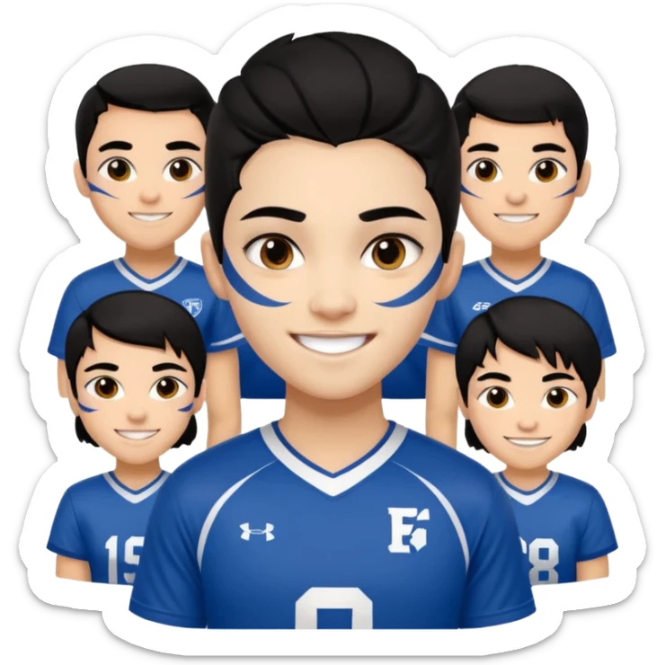 A black hair teen supporter with bold full-face paint, smiling with fierce team spirit. sticker