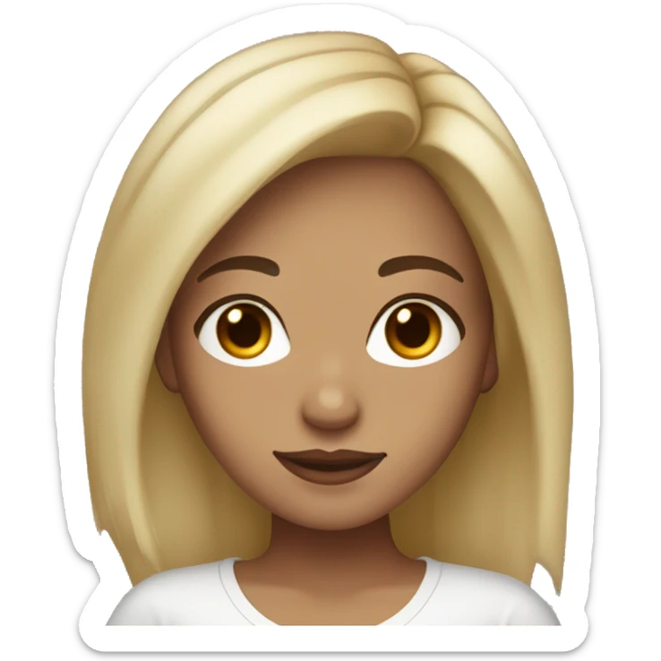 Light tan girl with dark brown eyes and brunetter hair with blonde highlights sticker