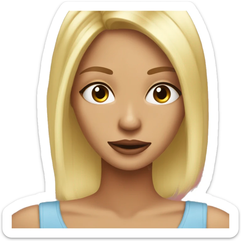 Hot girl looking at her feet blonde hair red toe nails no shoes sticker