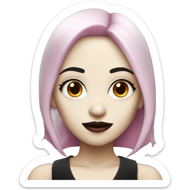 Female vampire with mixed black and pink hair and white skin sticker