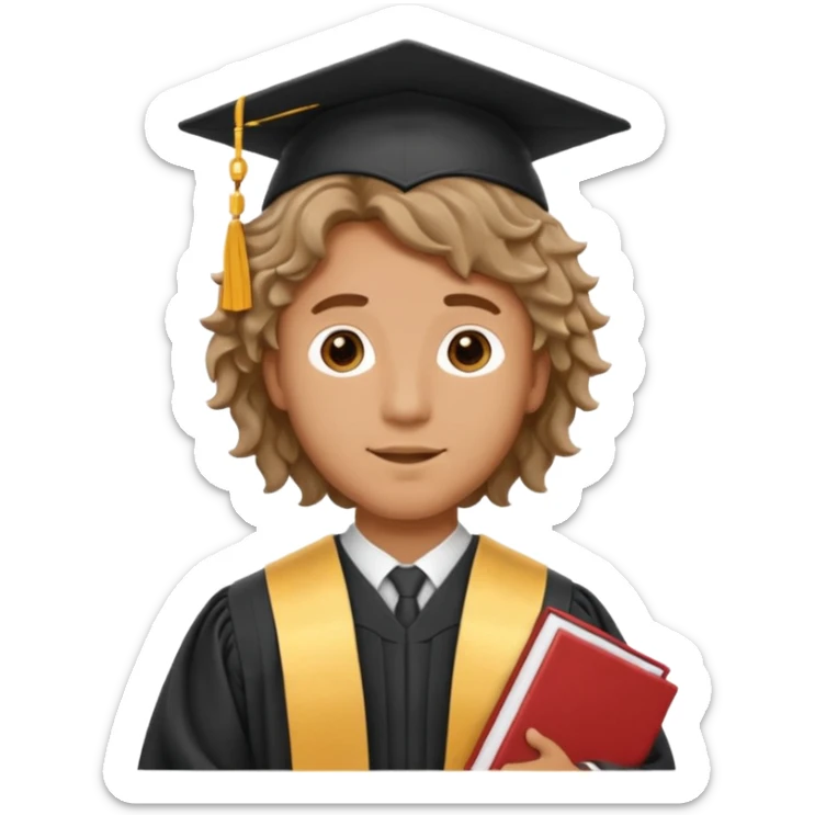 hombre moreno con pelo no tan crespo graduado con toga sticker