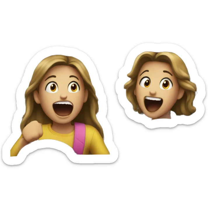 Two girl in the car screaming very loud of happiness sticker