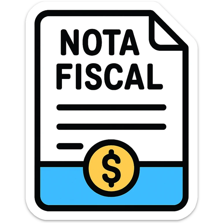 white paper tax document with the text NOTA FISCAL, clean and official look, suitable for an icon sticker
