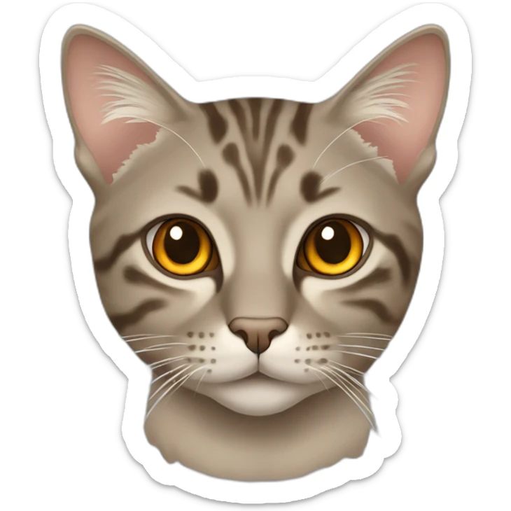 Tabby grayish brown cat with beige mouth and dark nose and orange golden eyes sticker