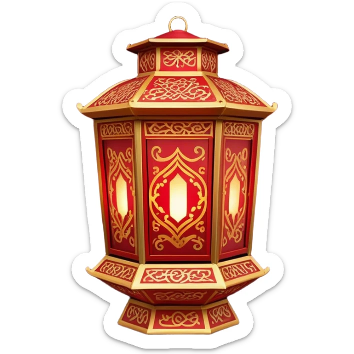 Chinese New Year red lantern – Cinematic Realistic Chinese New Year Red Lantern, depicted as an exquisitely crafted lantern adorned with intricate red and gold patterns, softly glowing against a dark background with subtle calligraphic details, evoking festive warmth and tradition. sticker