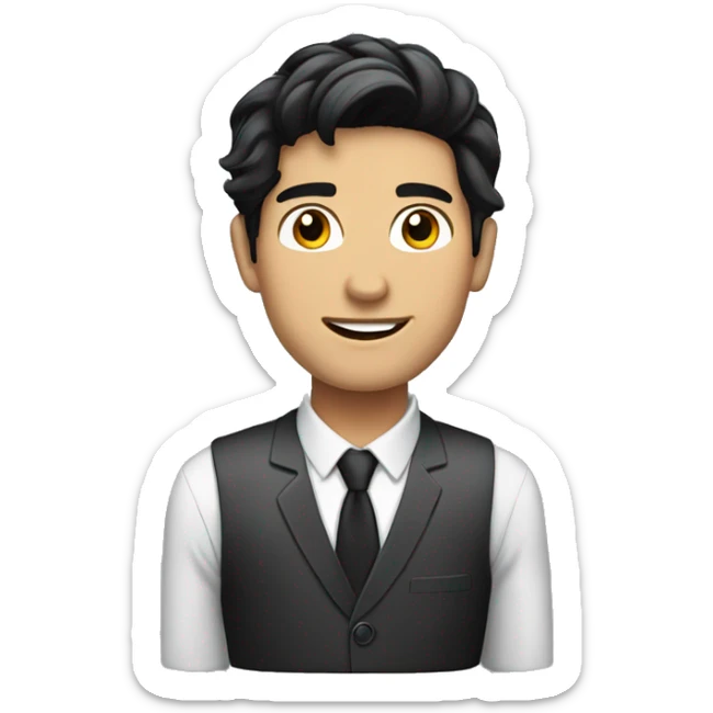 Make a emoji of a young handsome businessman with black hair he american  sticker
