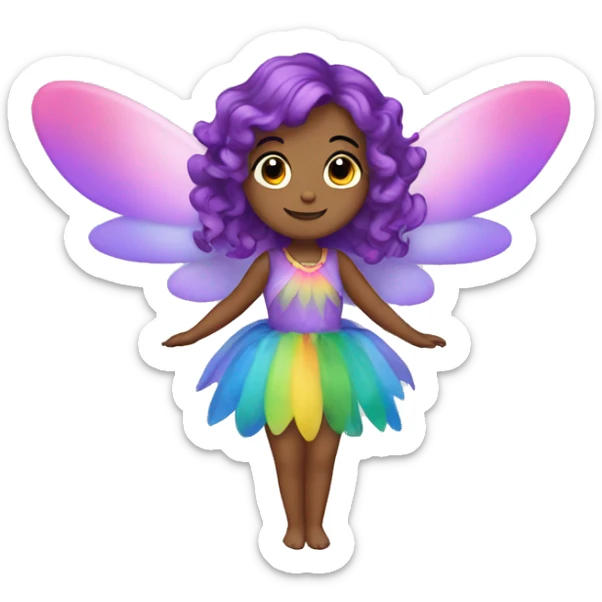 fairy with purple hair and rainbow dress and rainbow wings  sticker