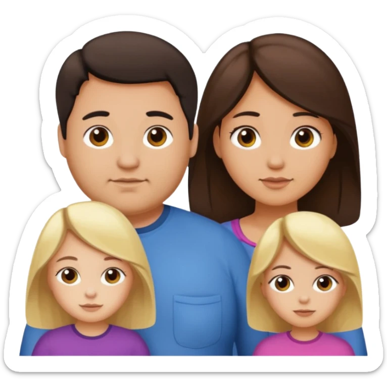 Familia de 4 personas : Hombre gordito,pelo oscuro, Mujer pelo cafe, hija pelo mono , hija pelo oscuro. sticker