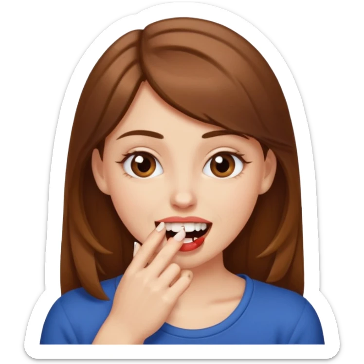 Une fille brune et blanche qui se mord l'ongle avec ses dents comme si elle draguait qqn sticker