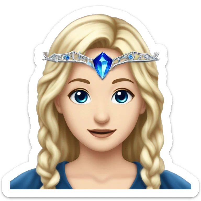 The Ravenclaw Diadem is a tiara-like object with a majestic design, made of gleaming silver and set with glittering blue gems. It is enchanted to enhance the wisdom and intellect of its wearer. Voldemort turned it into a Horcrux, embedding a fragment o sticker