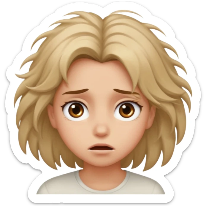 Une fille dépitée, les yeux révulsés, les cheveux en pagaille. sticker