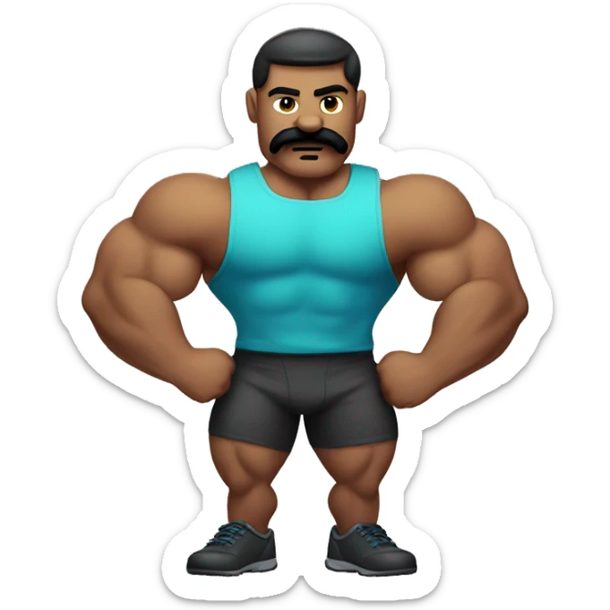 strong sport men with moustache and build muscles posing to show his muscles 💪  sticker