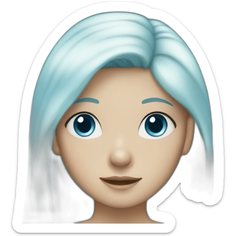 A young girl with long light blue hair and blue eyes. sticker