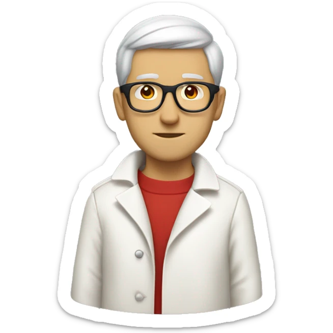 <excerpt>
A white man with short hair, donning red tinted glasses in a white trench coat, is an alchemist.
</excerpt> sticker