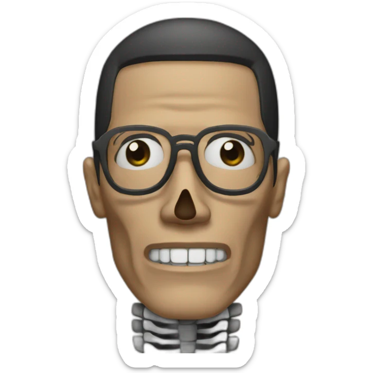 Gustavo Fring with half of his face normal and half of it as a skeleton sticker