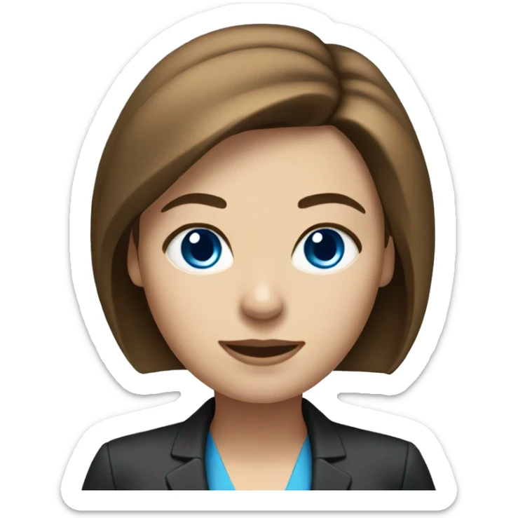 female lawyer assistant with brown hair, light skin and blue eyes sticker