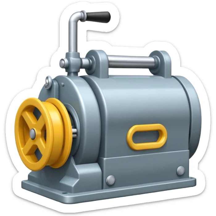 Crea un emoji de una maquina que sea una picadora de plastico sticker