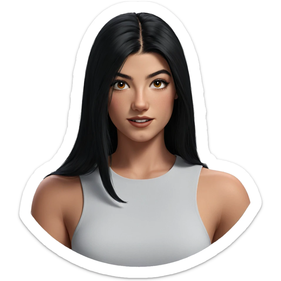 black-haired girl portrait closeup sticker