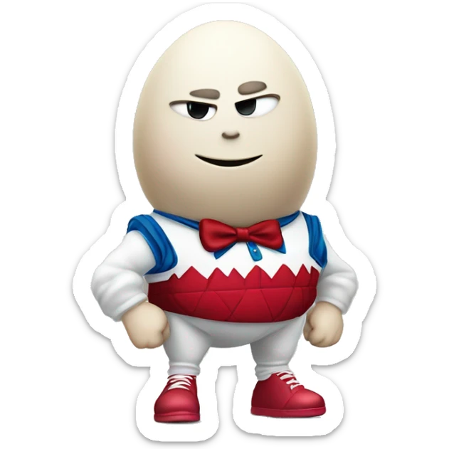 Humpty Dumpty with muscular legs and fancy air jordans sticker