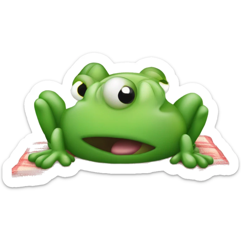 Einen einfach gezeicheten Frosch miteine Schlafmüze auf dem kopf, eingekuschelt in einer Decke sticker