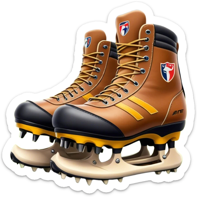 Cinematic Realistic image of a pair of AFL boots, showcasing detailed leather stitching and a rugged sole with fine cleat impressions, captured against a blurred stadium background with high-energy, dynamic lighting sticker