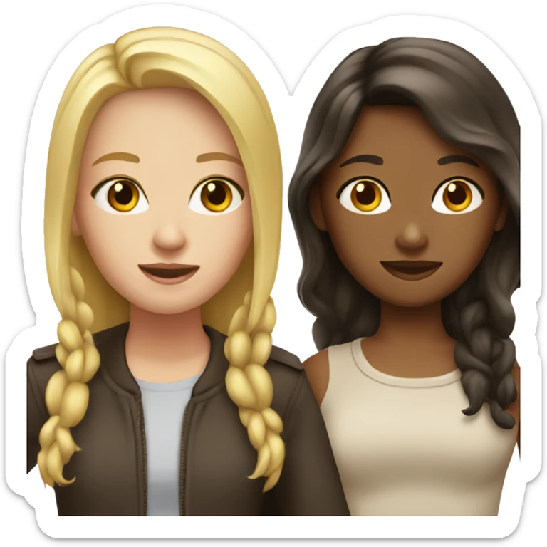 Blonde girl and brunette girl sticker